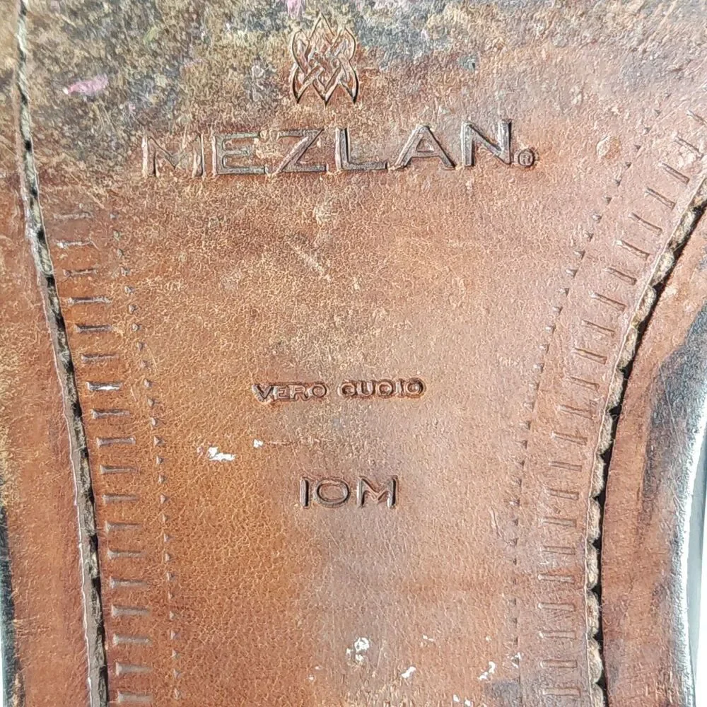 Mezlan Men’s Fiore US10M Black Leather Split Toe Derby Dress Shoes Made In Spain